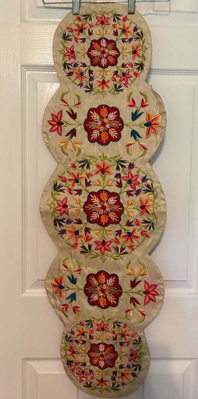 GUC Pier 1 Imports Embroidered Blossom Table Runner 13 in x 41 in